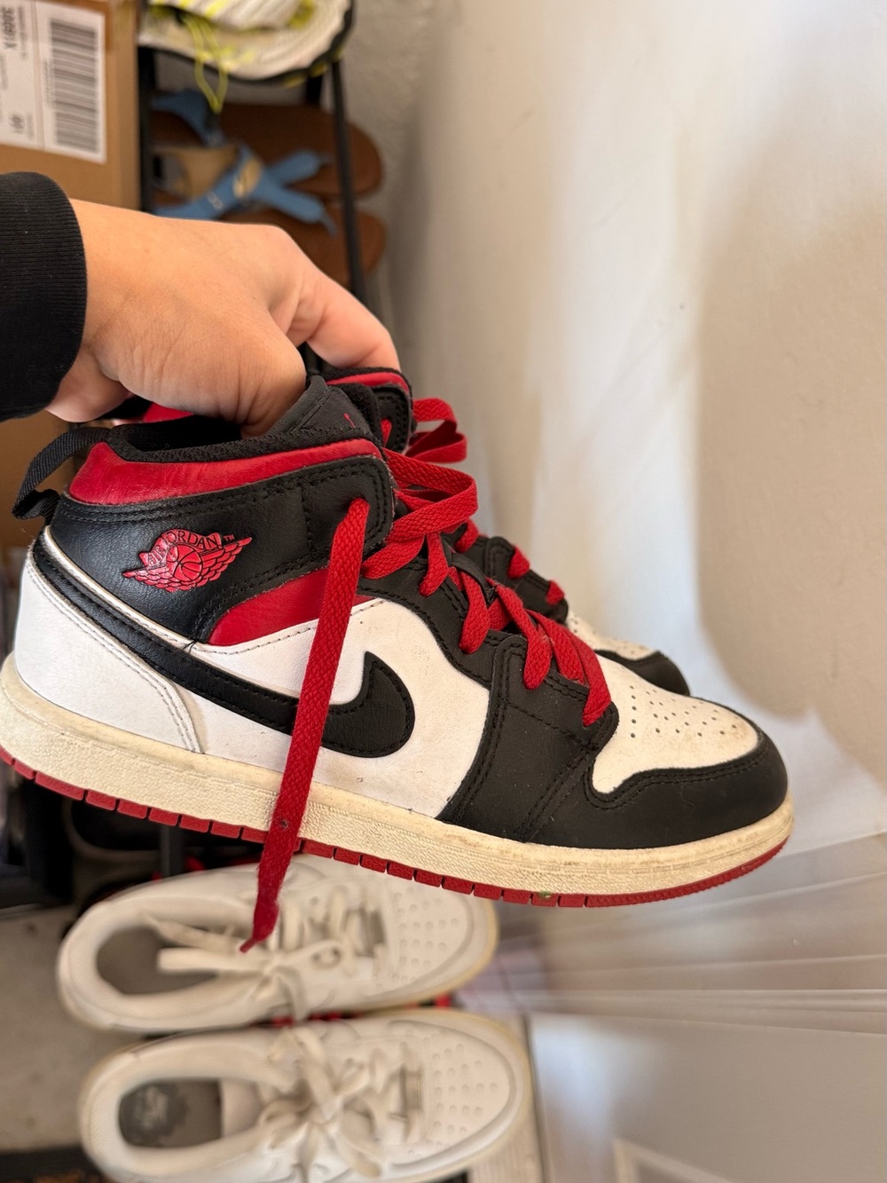 Nike Air Jordan 1 Mid - Black, White & Red